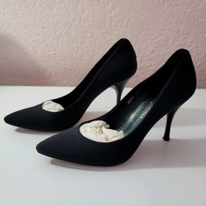 Donald J. Pliner Brave Point-Toe Crepe Pump Heels